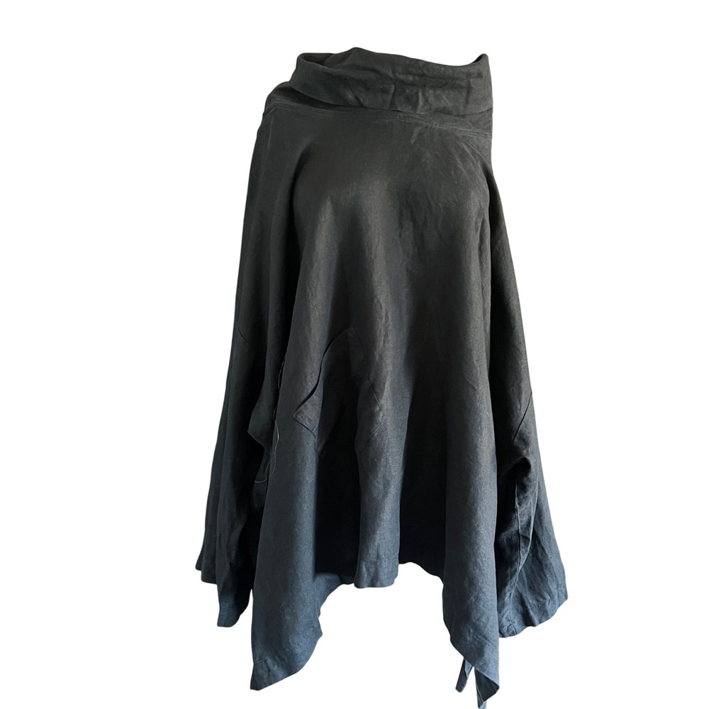 Comfy USA Black Linen Cowl Neck Asymmetrical Tunic Top WFL155 3X Made in USA